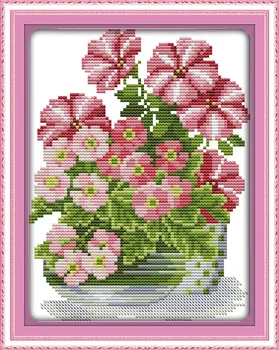 Zasadiť kvet série (1) Vytlačené Plátno DMC Počíta Cross Stitch Súpravy vytlačené Cross-stitch nastaviť Výšivky, Výšivky