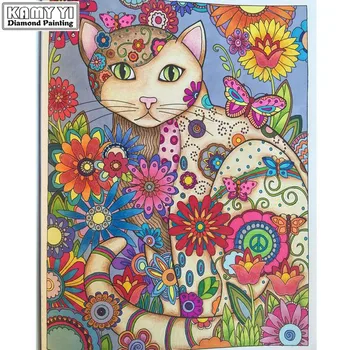 Vyšívanie Ihly Umenie Diamond Maľovanie Cross Stitch Kvety Mačka Živice Square/Kolo Vŕtať Ikonu Diamond Výšivky Remesiel Dary
