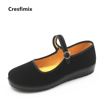 Cresfimix ženy bežné jar & leto black ploché topánky zapatos de mujer žena roztomilý retro štýl látkové topánky žena, tanec byty