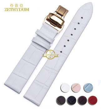 Tenké pravej kože watchband ženy hodinky remienok motýľ spona 12 mm 14 mm 16 mm 18 mm 20 mm náramkové hodinky band náramok koža