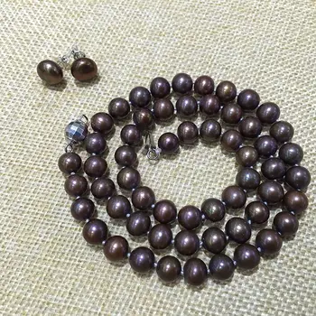 Jemné šperky, náhrdelníky náramok náušnice nastaviť hnedá farba kvalitné dokonale guľaté prírodných sladkovodných Kultivovaných perál