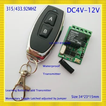 Relé diaľkový ovládač DC4V 4.5 V 5V 6V 7.4 V 9V 12V bezdrôtové relé spínač 10A Normálne Otvoriť úzkej power remote on off RF rx tx