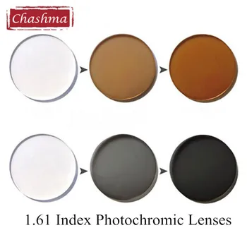 Chashma 1.61 Index Photochromic Sklo Anti-Reflexná UV, Anti Scratch Prechod Šedej a Hnedej Chameleon Šošovky na Oku