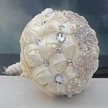 Hot Predaj Luxusný Nádherné Svadobné Svadobné Kytice Elegant Pearl Nevesta Bridesmaid, Svadobné Kytice Crystal Iskru Prispôsobené W228-4