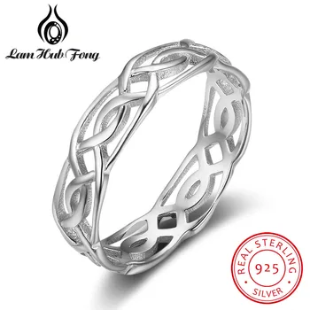Trendy Reálne 925 Sterling Silver Veľkosť Prstene pre Ženy, Ženské Twisted Tkaný Dizajn Prst Prsteň, Šperky Darček (Lam Hub Fong)
