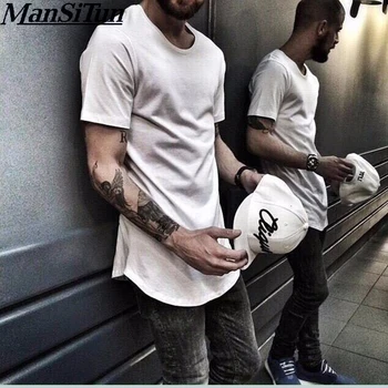 Pánske Tričko Kanye West Predĺžené T-Shirt pánske oblečenie Zaoblené Hem Dlhý riadok Topy Tees Hip Hop Mestskej Prázdne Justin Bieber Košele