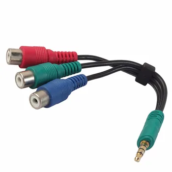 3.5 mm AUX Na 3 RCA Adaptér Video Kábel Mužov a Žien Komponent Zelená Modrá Červená YPbPr RCA Externé Video Konektor Linka Pre TV, PC