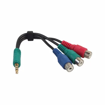 3.5 mm AUX Na 3 RCA Adaptér Video Kábel Mužov a Žien Komponent Zelená Modrá Červená YPbPr RCA Externé Video Konektor Linka Pre TV, PC