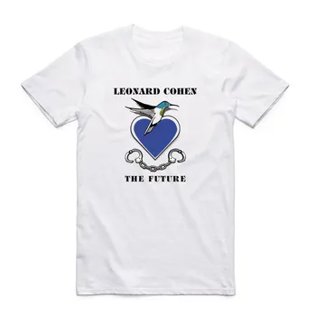 Letné Mužov Tlač Leonard Cohen Fashion Tričko Krátke Rukávy O Krk Pohode Bežné T-shirt Streetwear