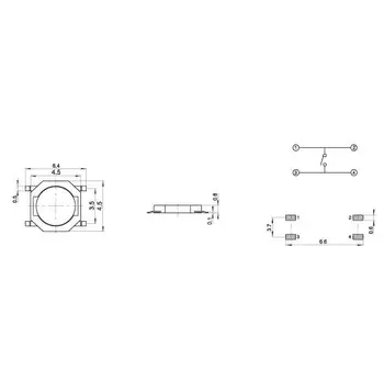 100ks 4*4*0.8 mm 4x4x 0.8 MM 4X4X0.8 mm Dotykové Tlačidlo Prepnúť Takt 4 Pin Micro Switch Switch SMD