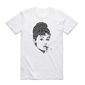 Muži Ženy Tlač Audrey Hepburn Módne Biele Tričko Lete O Bežné Krku, Krátke Rukávy Unisex tričko Streetwear