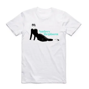Muži Ženy Tlač Audrey Hepburn Módne Biele Tričko Lete O Bežné Krku, Krátke Rukávy Unisex tričko Streetwear