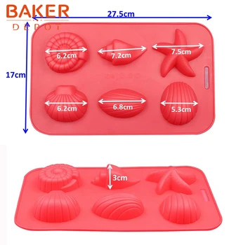 Silikónové tortu formy 6 otvorov silikónové čokoláda formy hviezdice shell sušienky ručne vyrábané mydlo plesne CDSM-121