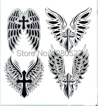 1sheet Kríž Krídla veľkých, svetlý Dočasné Tetovanie 3D nálepky nepremokavé pohode tetovanie, Dočasné pre mužov tela Ruku umenie 21x22 cm