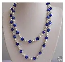 Elegantné Biele Perly Modrá jades náhrdelník 32 palcov Módne AKOYA doprava Zadarmo