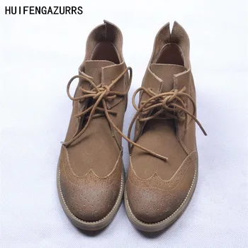 HUIFENGAZURRS-2017 nové jesenné Vinobranie vyrezávané umelecké individuality jednej topánky Originálne kožené topánky plný kožené členkové topánky