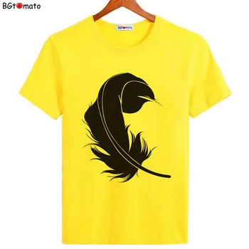 BGtomato Nové Módne Značky T Shirt Globálneho predaja 3D Vytlačené Čierne pierko t-shirts Mužov Letné Topy Tees Hip Hop Anime Mužské Tričko