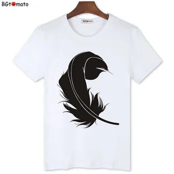BGtomato Nové Módne Značky T Shirt Globálneho predaja 3D Vytlačené Čierne pierko t-shirts Mužov Letné Topy Tees Hip Hop Anime Mužské Tričko