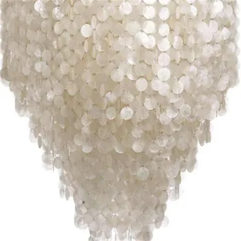 Moderné Biele Capiz Shell Lustre, Osvetlenie Lustre Prívesok Lampy Reštaurácia Visí Lampa Svetlo kithcen Svietidlo svietidlo avize