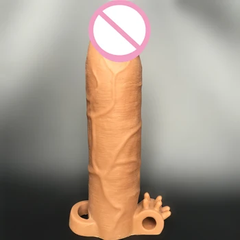 8.5 palcov L realistický penis rukávy rozšírenie pevnej hlavu rozšíriť kondóm penis extender s bullet sex produkty pre man