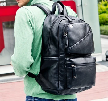 ETN TAŠKA hot predaj značky vysokej kvality mužov, kožené batoh muž čierne jednoduché bežné cestovné tašky pre notebook, študent, školské tašky