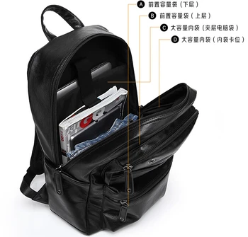 ETN TAŠKA hot predaj značky vysokej kvality mužov, kožené batoh muž čierne jednoduché bežné cestovné tašky pre notebook, študent, školské tašky