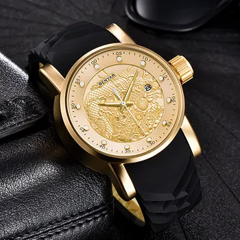 Hodinky Mužov luxusné značky gold dragon sledujte muž náramkové hodinky quartz veľké dial nepremokavé hodiny s kalendárom Reloj Hombre