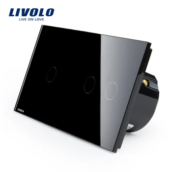 EÚ typ prepínač Livolo Luxusné Krištáľové Sklo Panel,Dotykový Spínač, Wall Light Switch,VL-C701-12/VL-C702-12