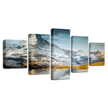 Modulárny Domova Bez Rámu Vytlačené Maľovanie 5 Panely Matterhorn Krajiny Plagáty Tablo Wall Art Obrázky Moderné Plátno