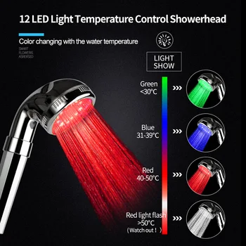 ZhangJi Multi-layer Electroplate Snímač Teploty Sprcha Hlavu Vodné elektrárne Colorul LED Sprcha Hlavu kúpeľňové Doplnky ZJ224