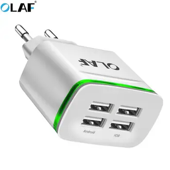 OLAF 4 port USB nabíjačku adaptér 5V4A cestovné poplatok LED žiarovka zástrčka multi port HUB rýchlo nabíjačka Pre iPhone, iPad, Samsung Xiao