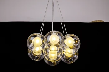 Nordic Moderné LED poschodové sklenenú Guľu Prívesok Svetlá Žiarovka G4 Hala Svetlo 12/15 cm Sklenené Tienidlo Visí Prívesok Lampy Svietidlá