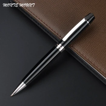 MONTE MOUNT Luxusný Čierny strieborný klip Guľôčkové Pero papiernictvo obchodné kancelárske potreby kovové pero na písanie darček