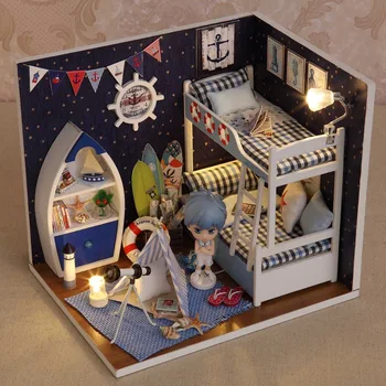Hot predaj DIY domček pre bábiky s nábytkom Predstierať, že Hrať Nábytok bábika miniatúrne scénu+krásna bábika dom Hračky birhday Darček pre dievčatá
