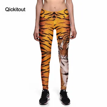 Qickitout Legíny 2016 Módy Nové Fitness Legíny Lesa King Tiger Vysoký Pás legíny dámske Pracovník Sexy Ceruzkou Nohavice