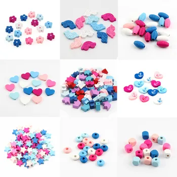 Rôzne štýly Multicolor Lištovanie Drevené Korálky Korálky pre šperky, Takže DIY Dieťa Remesiel Deti Hračky a Cumlík Klip