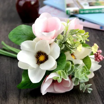 Magnolia Kytice, Umelé Kvety Falošné Kvetinové Svadobné Ruke Drží Kvetiny Svadobné Domáce Dekorácie