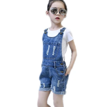 2018 Otvory Dospievajúce Dievčatá Džínsové Nohavice detské Letné Oblečenie Bežné Deti Podväzkové Nohavice Big Girl Denim Džínsy pre 5-15Y