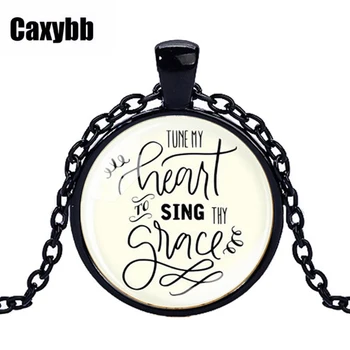 Caxybb pieseň Reťaz Prepojenie náhrdelník šperky darček náhrdelník prívesok inšpirovala pieseň Kresťanskej Skript List Reťaze Náhrdelník Unisex