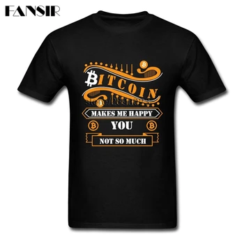Muži T-shirts Top Projektovanie Krátky Rukáv Crewneck Bavlnené Tričko Mužov Človeka Bitcoin Robí Mi radosť Tím Oblečenie
