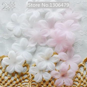 200PCS Biele, Ružové a HOBBY Ručné 3D Kvetinové Svadobné Šaty Zložiek Pyrographic Eugen Priadza pokrývku hlavy Materiálov RS255