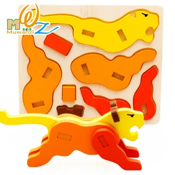 MWZ Cartoon Zvierat Baby Hračky 3D Puzzle-Drevené Skladačky Deti Vzdelávania, Vzdelávacie Hračky pre Deti, Ručné HOBBY Hračky