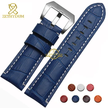 Originálny kožený náramok, hodinky remienok 24 mm módne watchband náramkové hodinky kapela multicolor ružová, modrá, červená, hnedá príslušenstvo hodinky