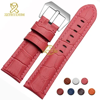 Originálny kožený náramok, hodinky remienok 24 mm módne watchband náramkové hodinky kapela multicolor ružová, modrá, červená, hnedá príslušenstvo hodinky