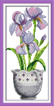 Fialový kvet, počítané vytlačené na textílie DMC 14CT 11CT Cross Stitch súpravy,výšivky, výšivky Sady, Home Decor