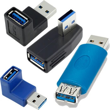 90 / 180 / 270 Stupeň USB 3.0 Žena port Male Rozšírenie Kartu Chrániť adaptér Pravý Uhol USB3.0 AF, aby SOM Extender