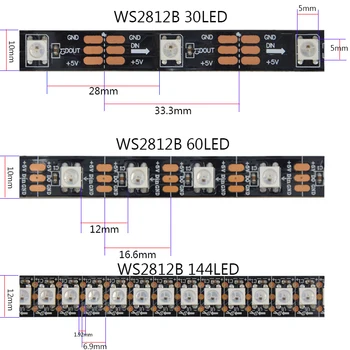 1m 2m 3m 4m 5m WS2812B WS2812 Led Pásy,Individuálne Adresovateľné Smart RGB Led Pásy,Black/White PCB Nepremokavé IP30/65/67 DC5V