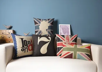 Vintage britskou vlajkou hodiť vankúš vzťahuje na dekoračné vankúše, obliečka na vankúš/fronha de travesseiros Č Vnútorné