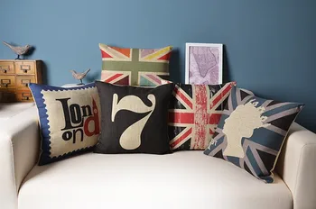 Vintage britskou vlajkou hodiť vankúš vzťahuje na dekoračné vankúše, obliečka na vankúš/fronha de travesseiros Č Vnútorné