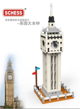 SC: Veľký architektúry - Big ben (Elizabeth Tower) 1085 Diamond Mikro Nano Stavebné Bloky Akcie Obrázok boy & girl dary